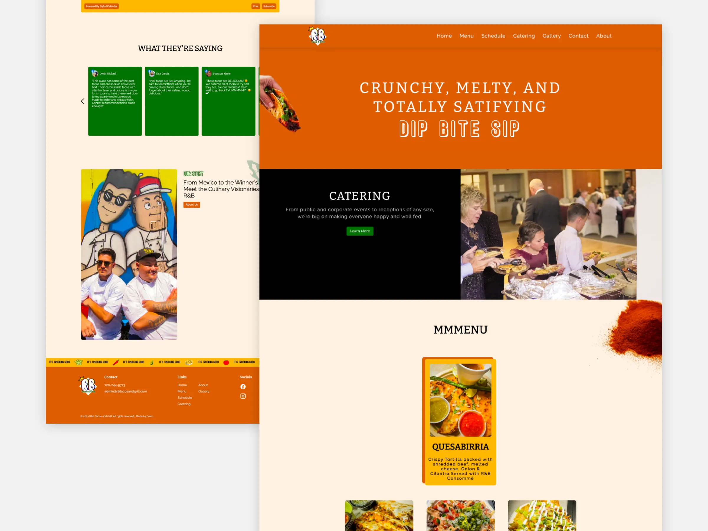Macbook laptop displaying food truck website